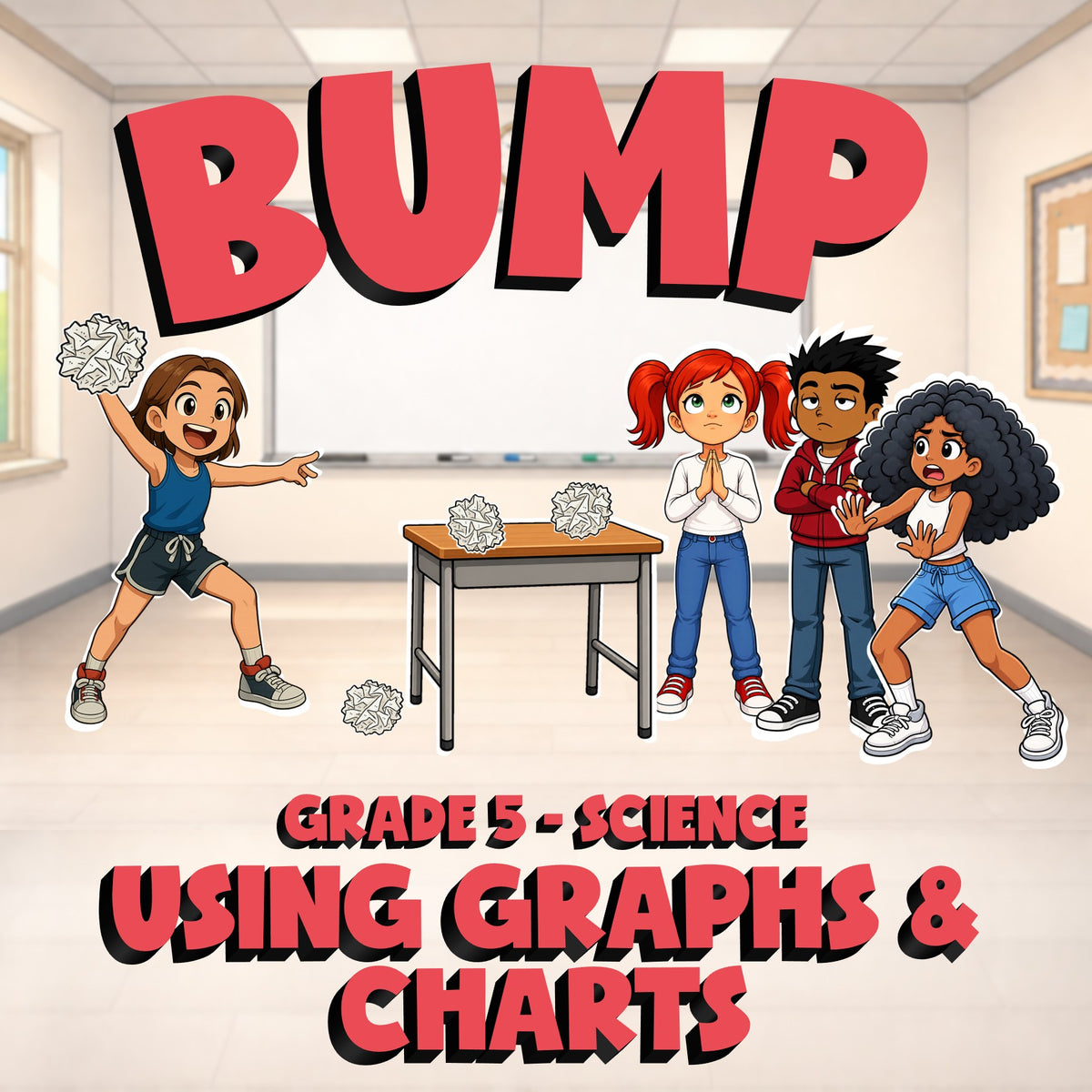Using Graphs & Charts BUMP Science Game - No Prep Grade 5 Review Activity