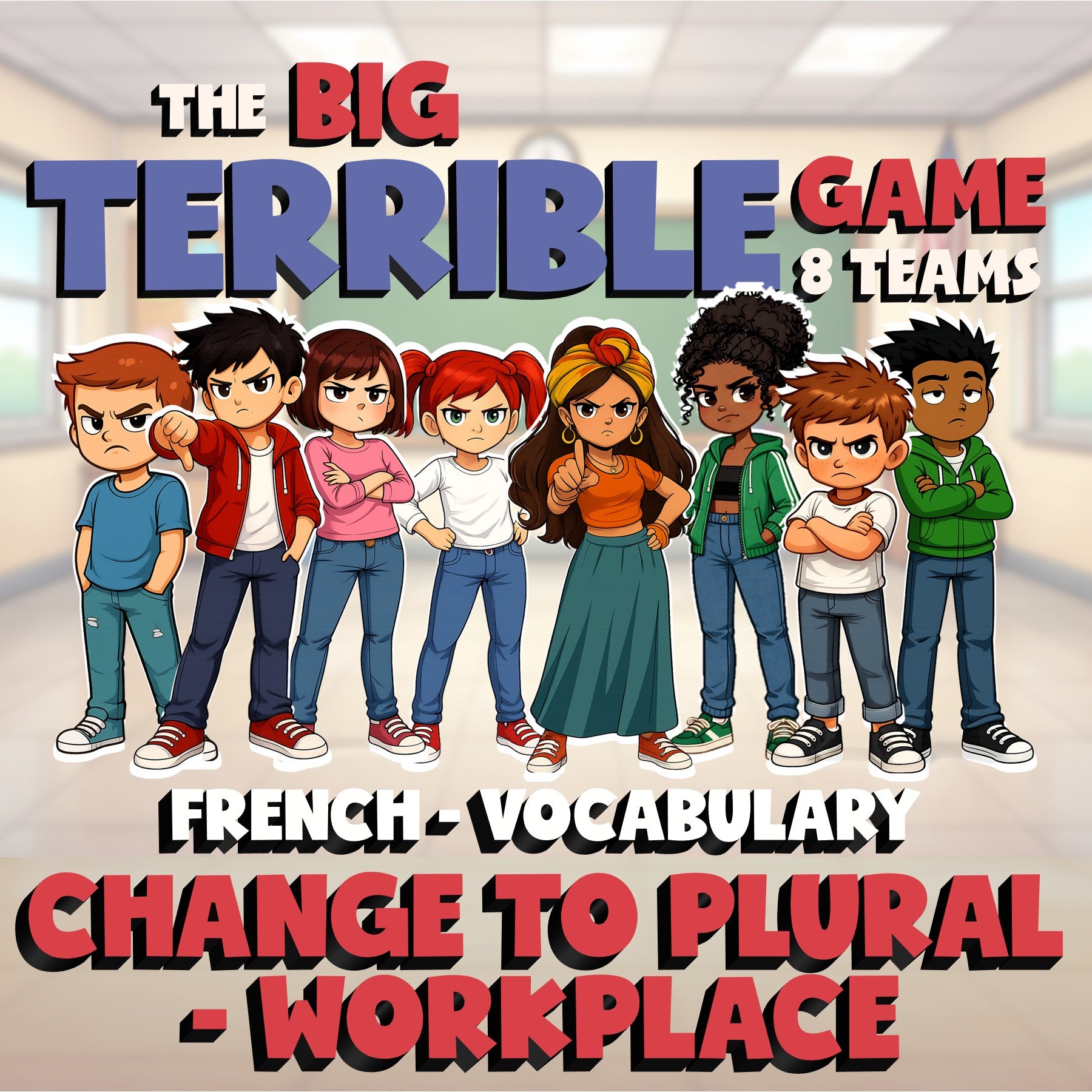 Change to Plural - Workplace BIG TERRIBLE GAME - No Prep French Exercise