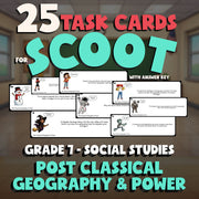 Post Classical Geography & Power SCOOT TASK CARDS Socials Game - No Prep Grade 7