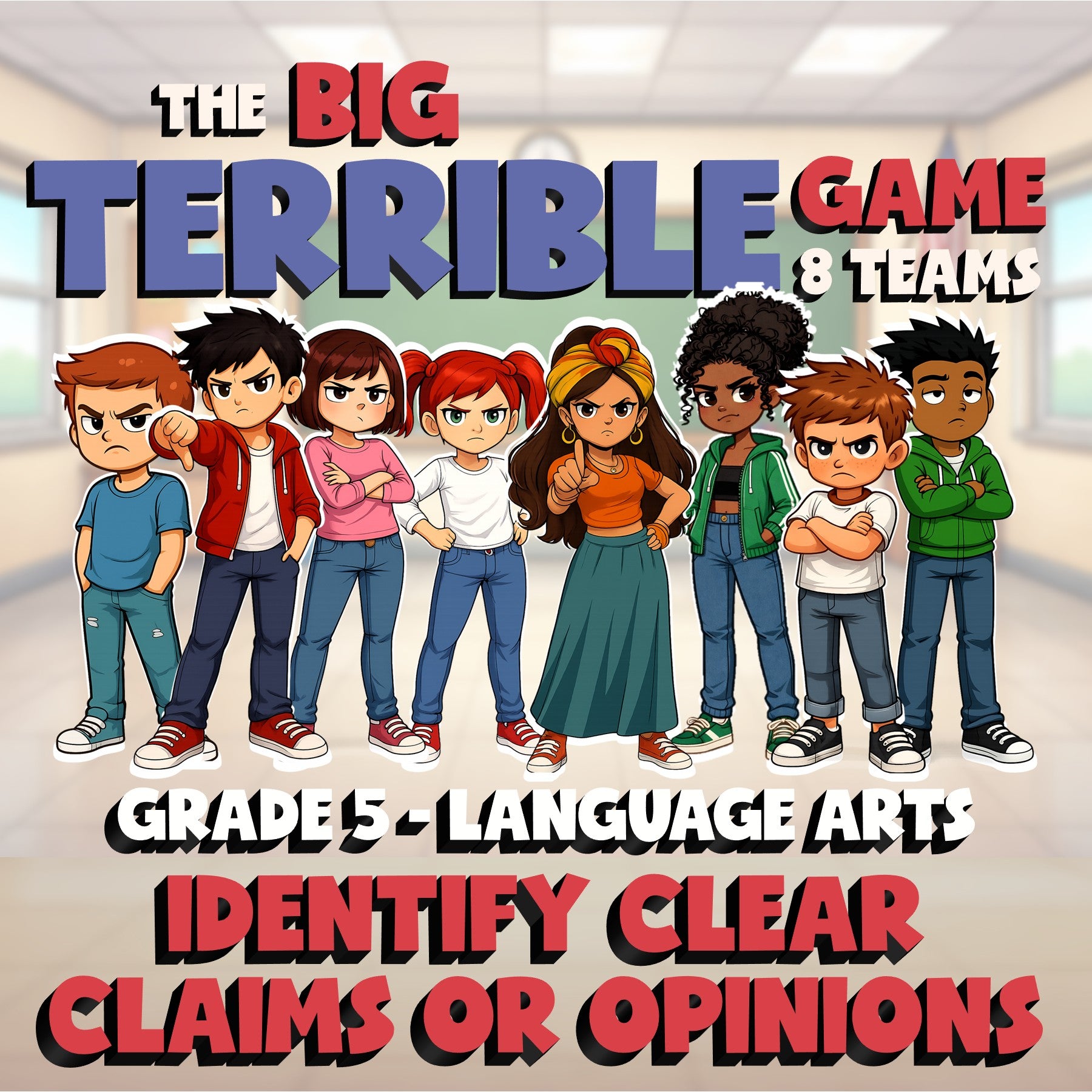 Identify Clear Claims or Opinions BIG TERRIBLE GAME - No Prep Grade 5 ELA Review
