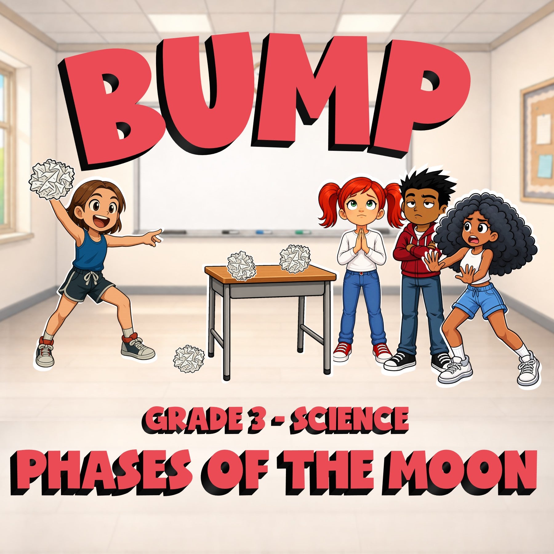 Phases of the Moon BUMP Science Game - No Prep Grade 3 Review Activity