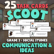Communication & Ideas SCOOT TASK CARDS Socials Game - No Prep Grade 3 Review