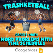 Word Problems with Time Schedules TRASHKETBALL Math Game - No Prep Grade 3