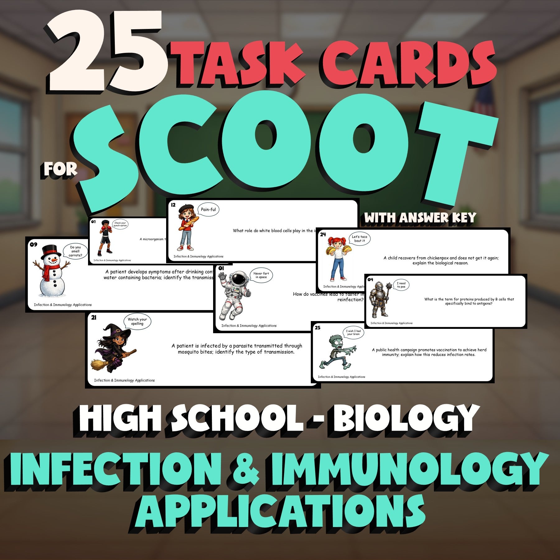 Infection & Immunology Applications SCOOT TASK CARDS Science Game - Biology