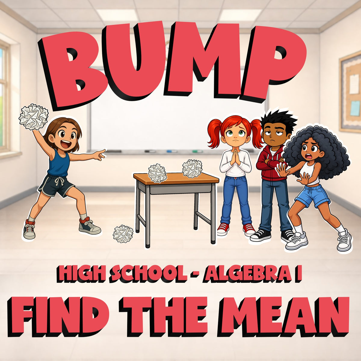 Find the Mean BUMP Math Game - No Prep Algebra 1 Review Activity
