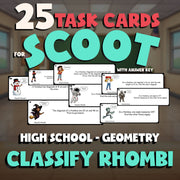 Classify Rhombi SCOOT TASK CARDS Math Game - No Prep Geometry Review Activity