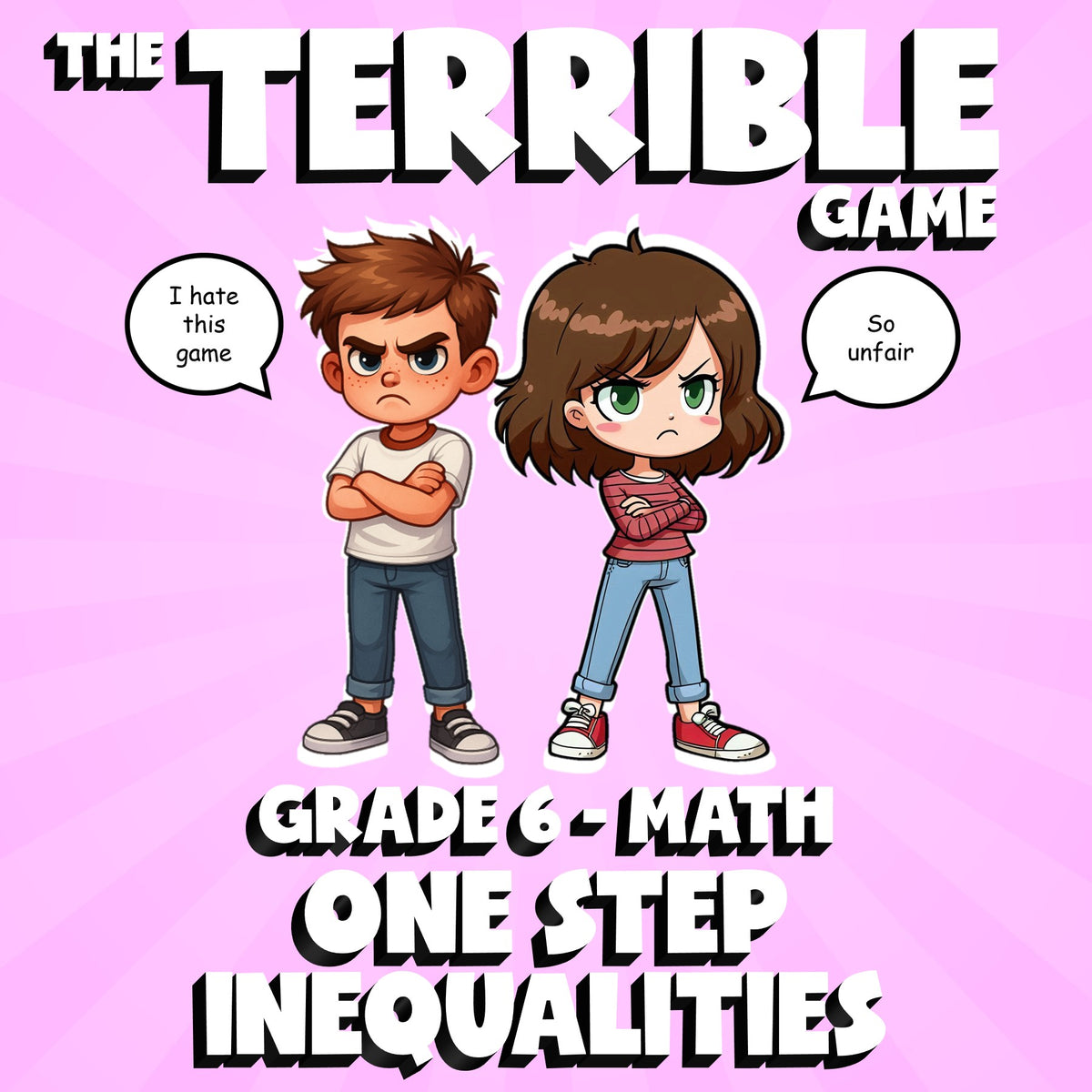 One Step Inequalities THE TERRIBLE GAME - No Prep Grade 6 Math Review Activity
