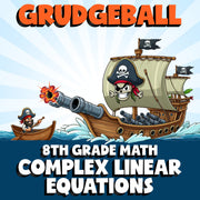 Complex Linear Equations GRUDGEBALL Math Game - No Prep Grade 8 Review Activity