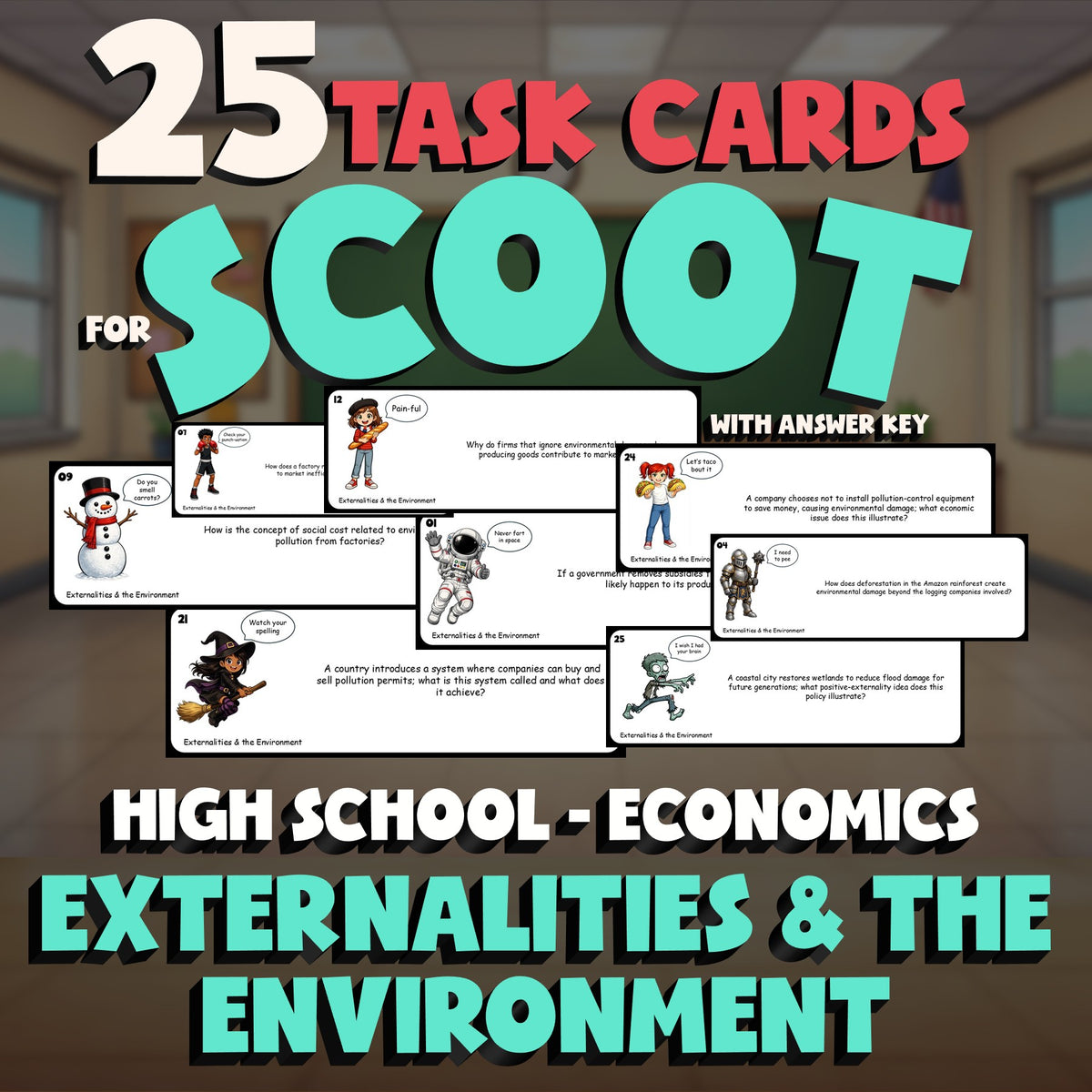 Externalities & the Environment SCOOT TASK CARDS Economics Game - No Prep Review