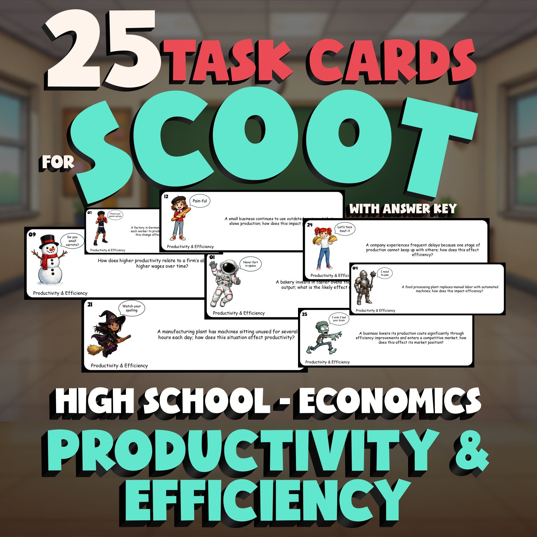 Productivity & Efficiency SCOOT TASK CARDS Economics Game - No Prep Review