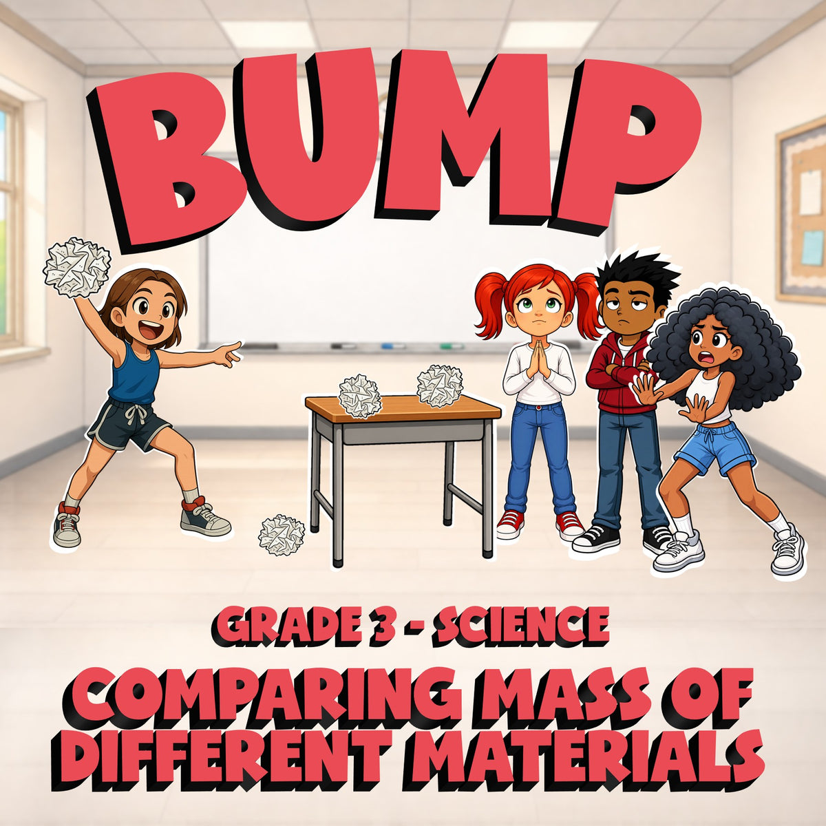 Comparing Mass of Different Materials BUMP Science Game - No Prep Grade 3 Review
