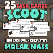 Molar Mass SCOOT TASK CARDS Science Game - No Prep Chemistry Review Activity
