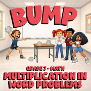 Multiplication in Word Problems BUMP Math Game - No Prep Grade 3 Review Activity
