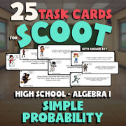 Simple Probability SCOOT TASK CARDS Math Game - No Prep Algebra 1 Review