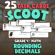 Rounding Decimals SCOOT TASK CARDS Math Game - No Prep Grade 4 Review Activity