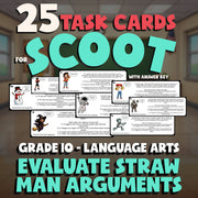 Evaluate Straw Man Arguments SCOOT TASK CARDS ELA Game - No Prep Grade 10 Review