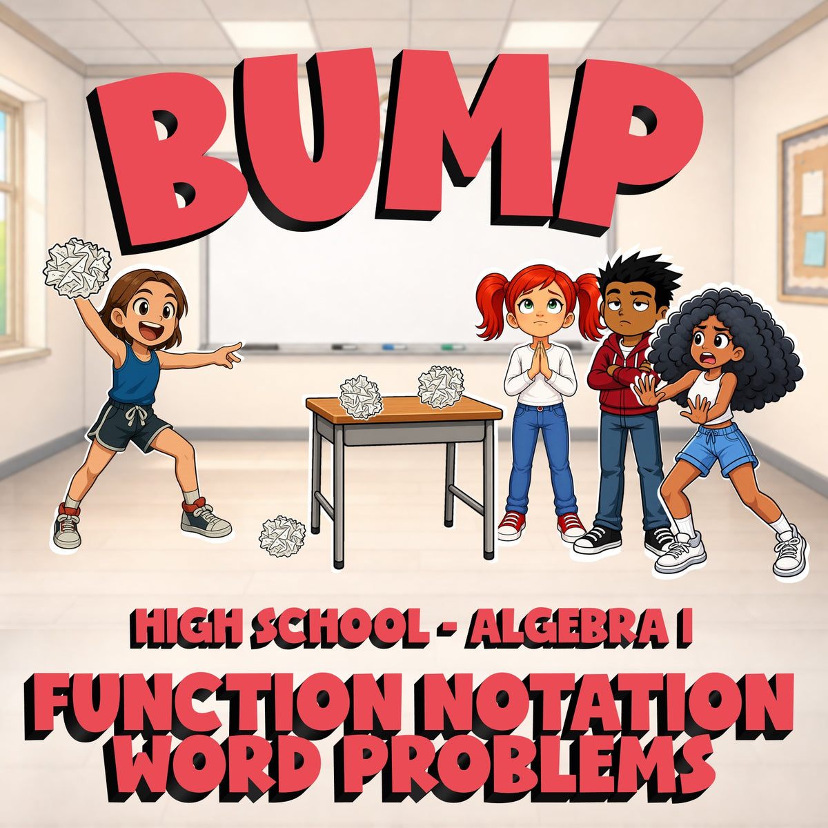 Function Notation Word Problems BUMP Math Game - No Prep Algebra 1 Review