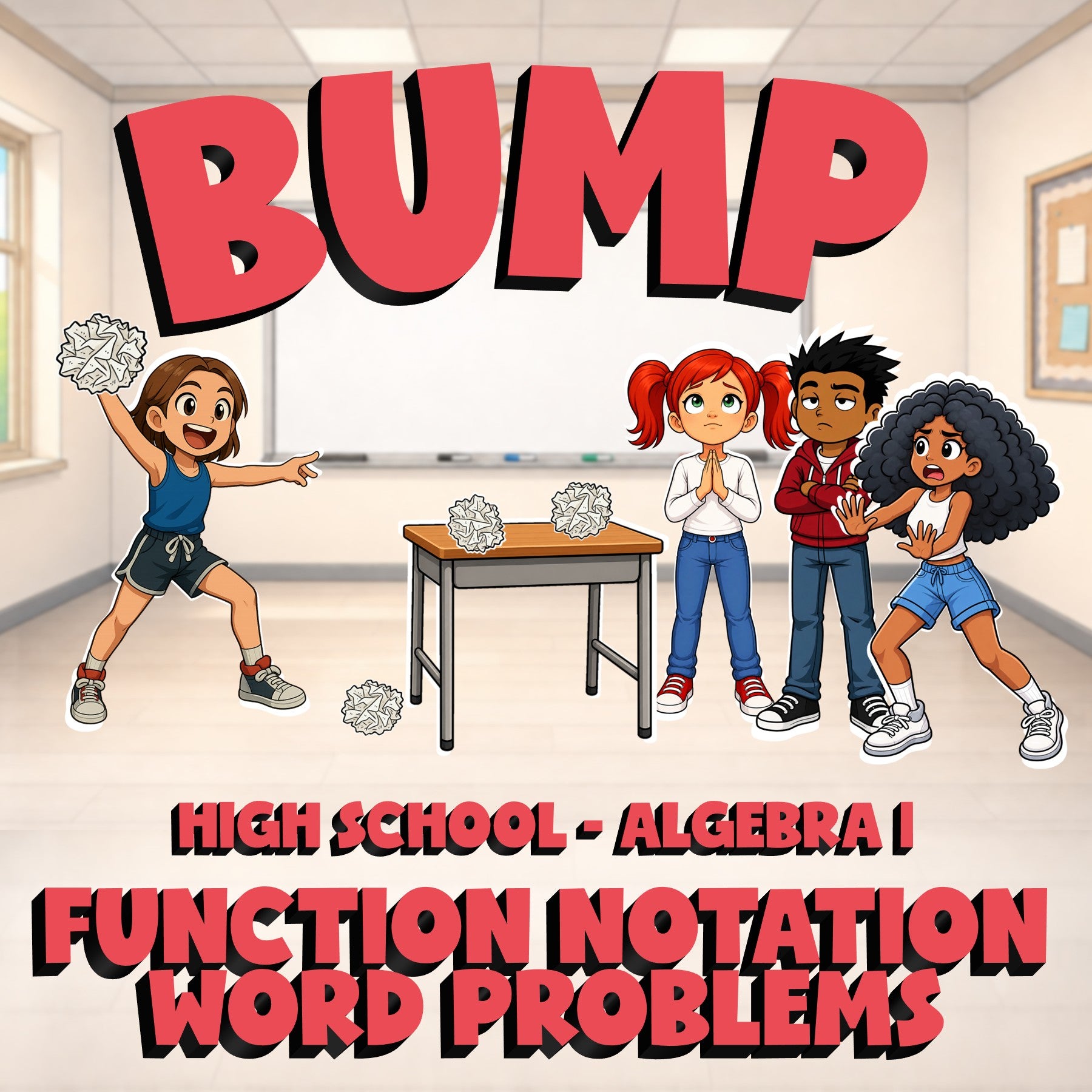 Function Notation Word Problems BUMP Math Game - No Prep Algebra 1 Review