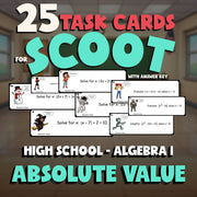 Absolute Value SCOOT TASK CARDS Math Game - No Prep Algebra 1 Review Activity
