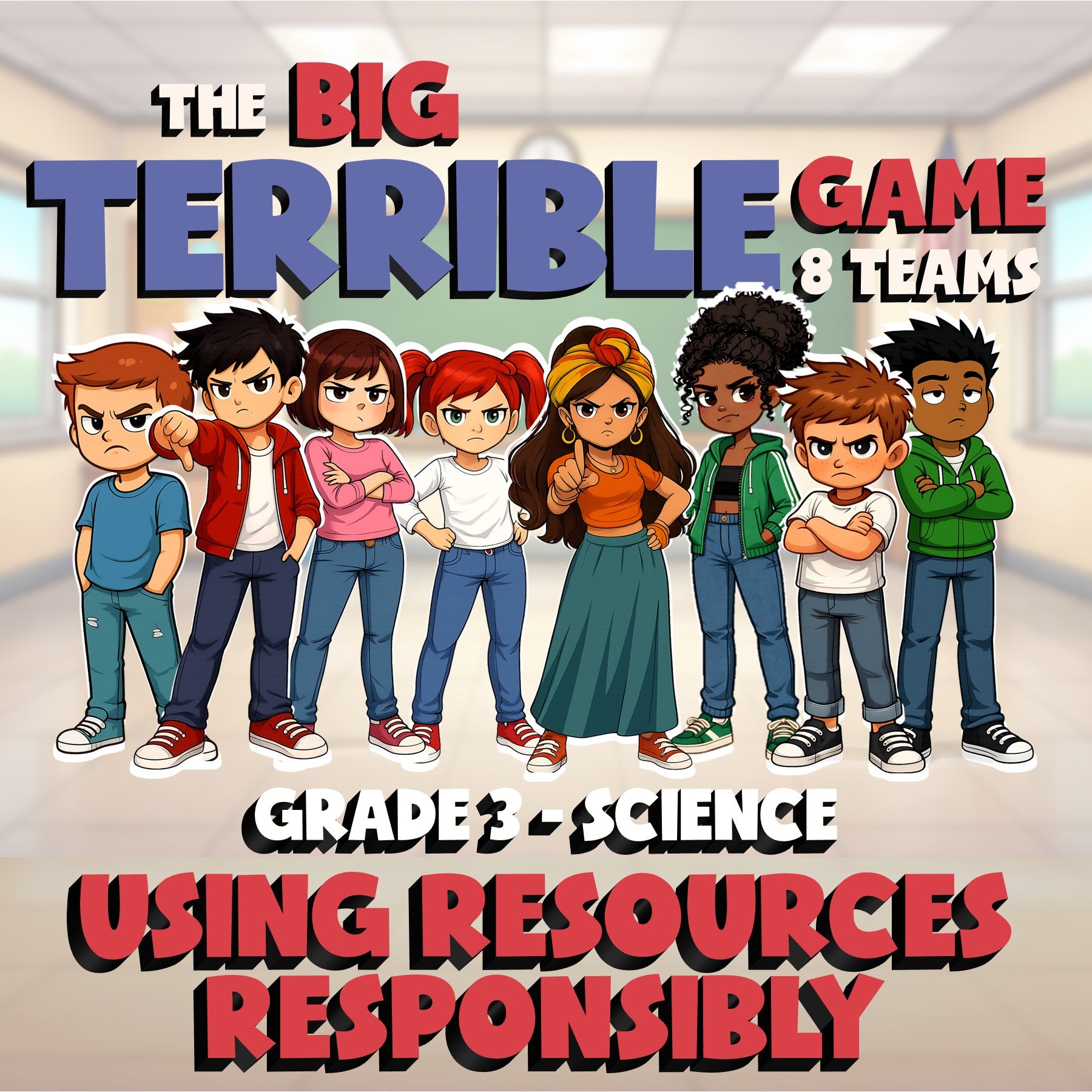 Using Resources Responsibly BIG TERRIBLE GAME - No Prep Grade 3 Science Review