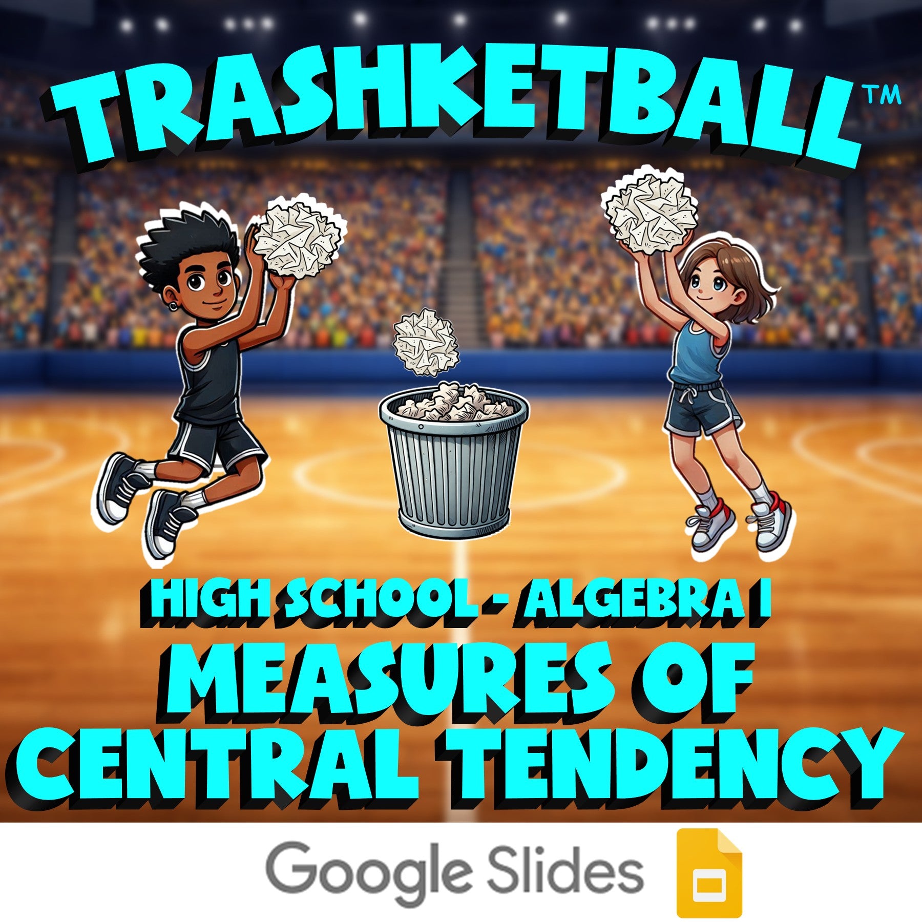 Measures of Central Tendency TRASHKETBALL Math Game - No Prep Algebra 1 Review