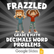 Decimals Word Problems FRAZZLED Math Game - No Prep Grade 8 Review Activity