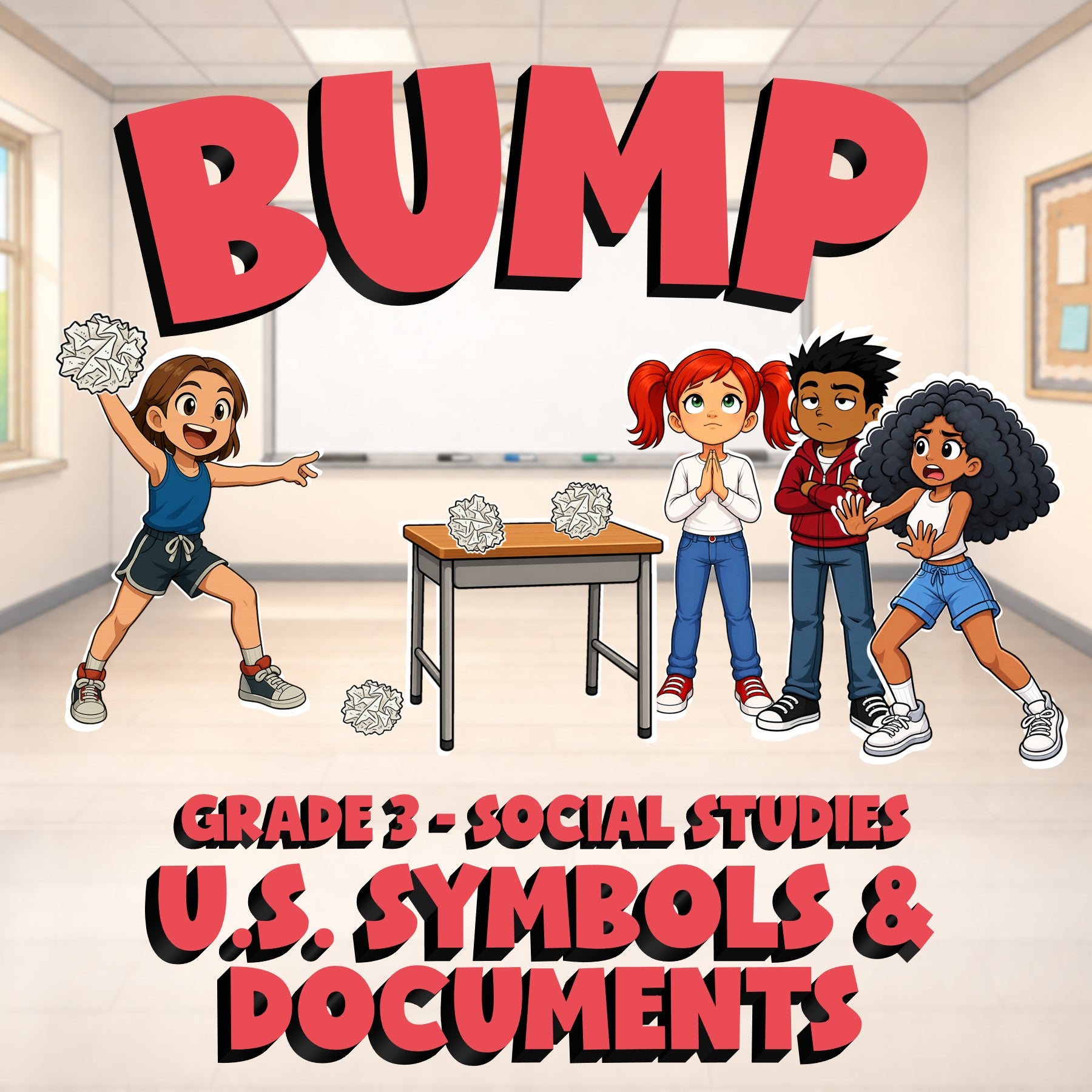 U.S. Symbols & Documents BUMP Socials Game - No Prep Grade 3 Review Activity