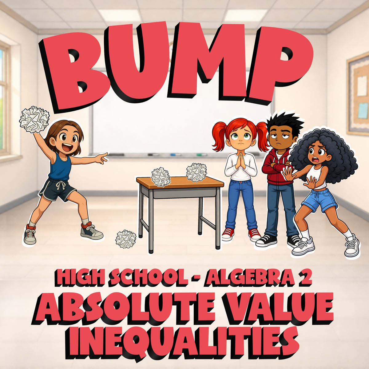 Absolute Value Inequalities BUMP Math Game - No Prep Algebra 2 Review Activity
