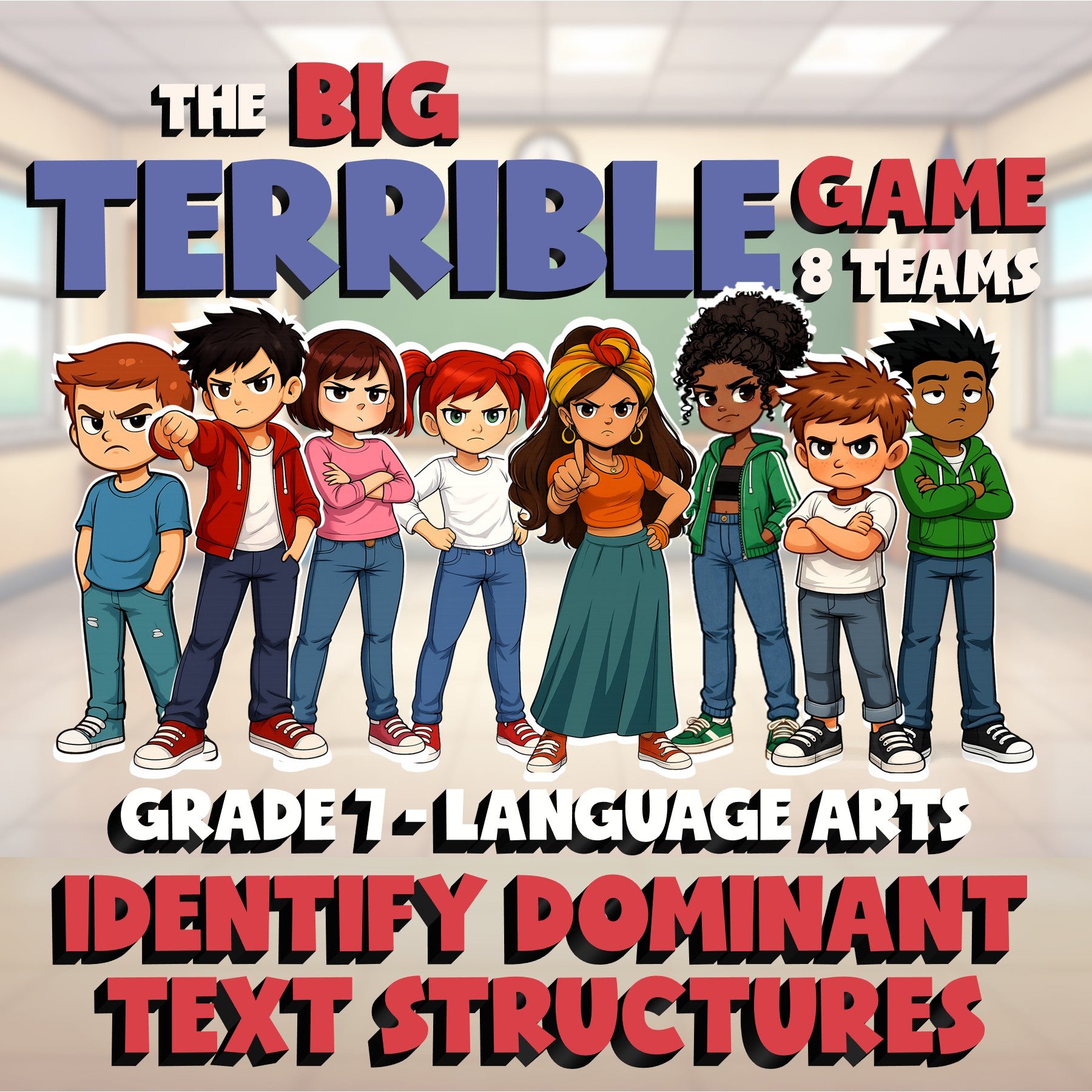Identify Dominant Text Structures BIG TERRIBLE GAME - No Prep Grade 7 ELA Review