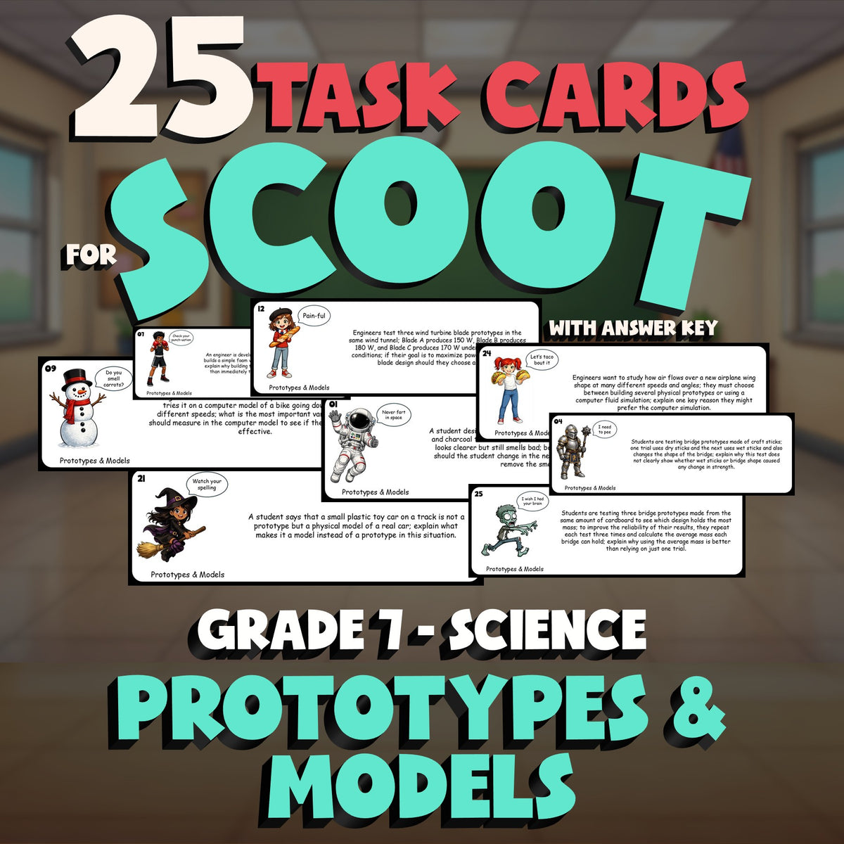 Prototypes & Models SCOOT TASK CARDS Science Game - No Prep Grade 7 Review