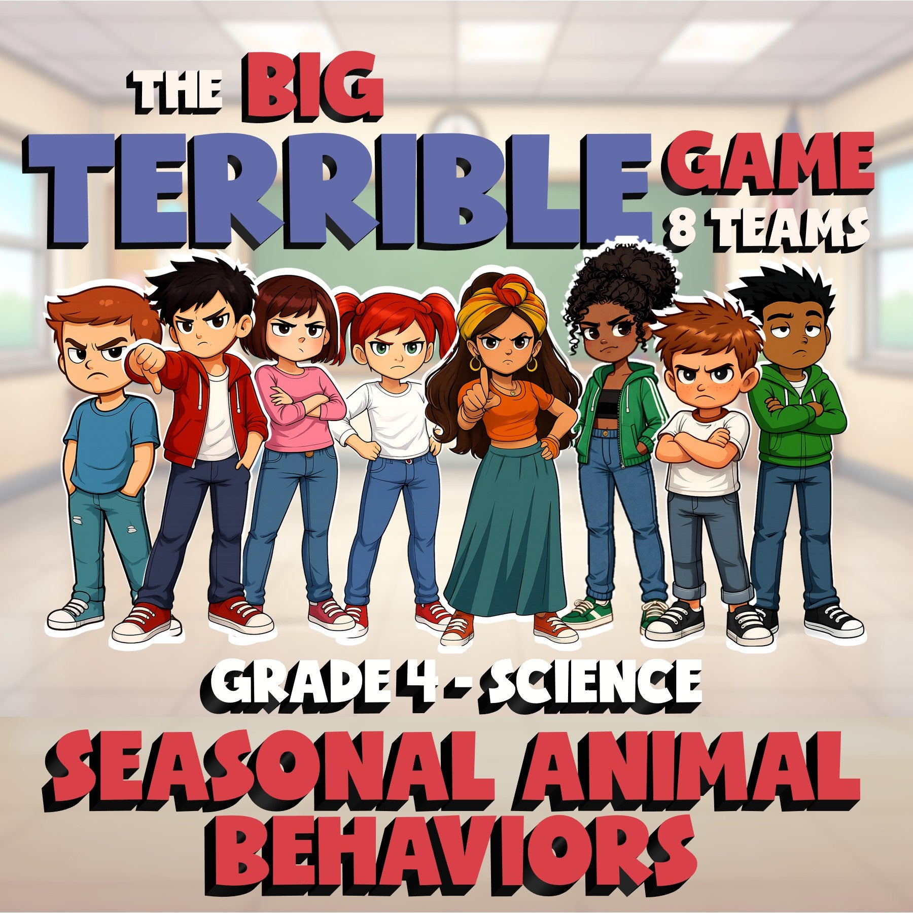 Seasonal Animal Behaviors BIG TERRIBLE GAME - No Prep Grade 4 Science Review