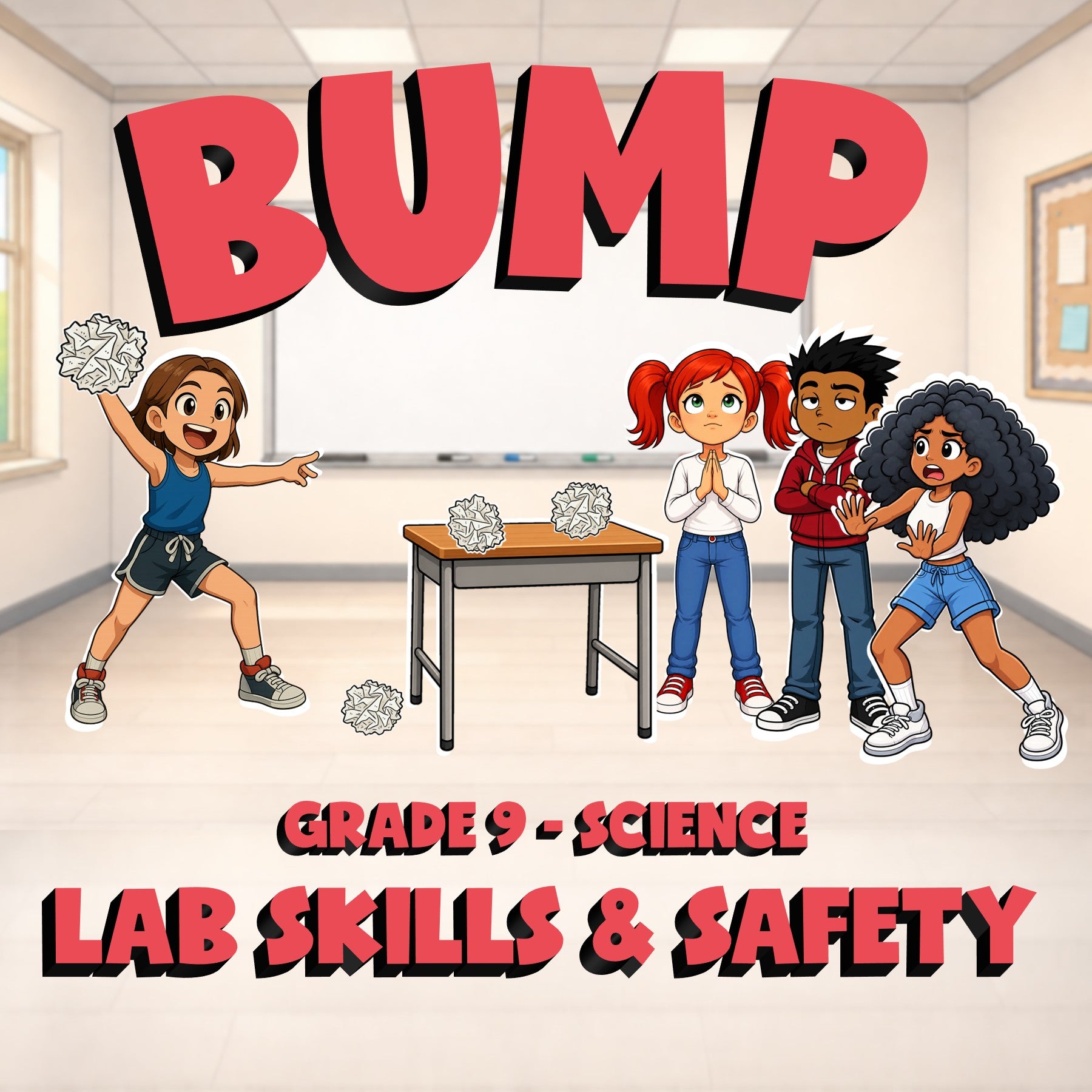 Lab Skills & Safety BUMP Science Game - No Prep Grade 9 Review Activity