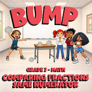 Comparing Fractions  Same Numerator BUMP Math Game - No Prep Grade 3 Review