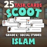 Islam SCOOT TASK CARDS Socials Game - No Prep Grade 6 Review Activity