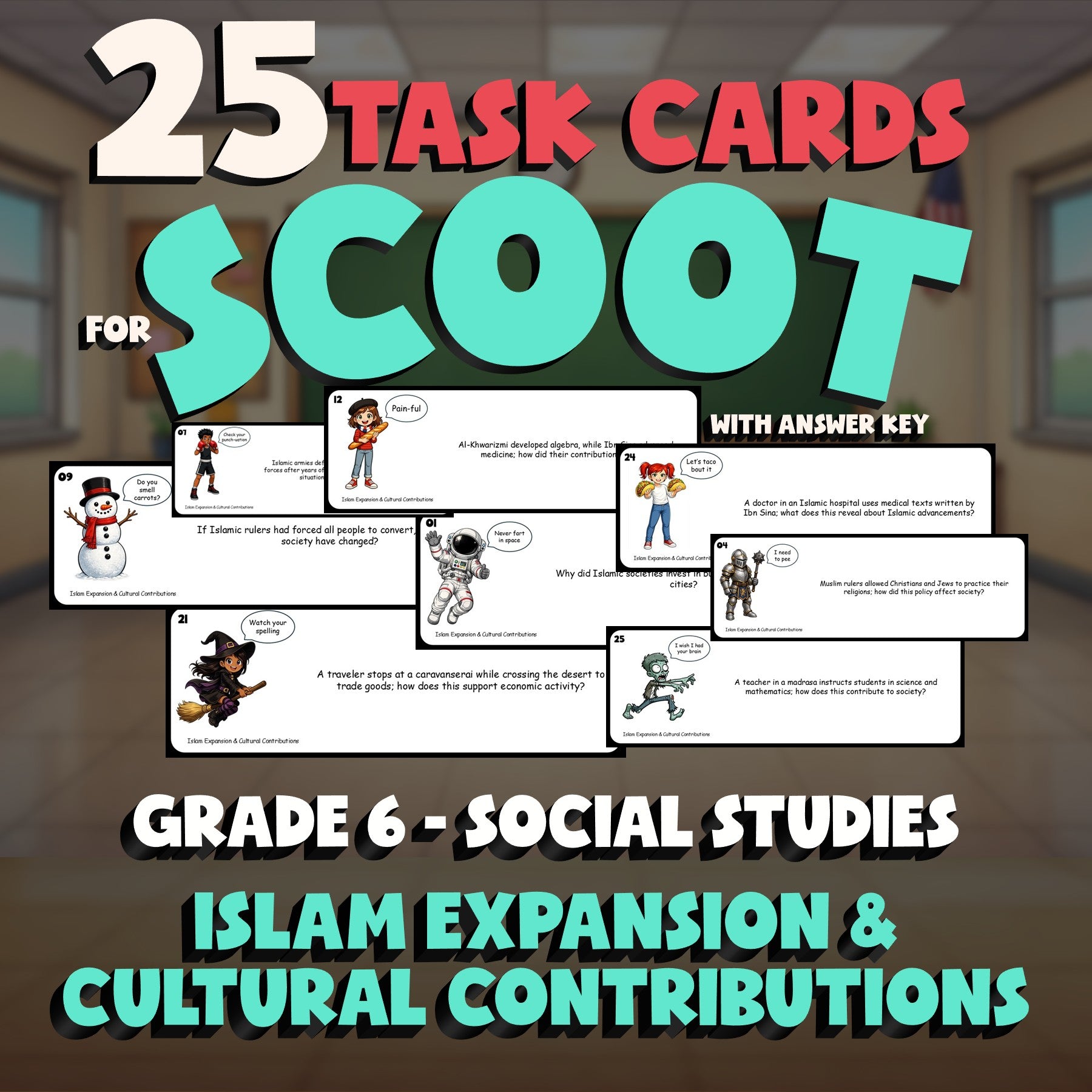 Islam Expansion & Cultural Contributions SCOOT TASK CARDS Socials Game - Grade 6
