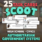 Authoritarian Government Systems SCOOT TASK CARDS Civics Game - No Prep Review