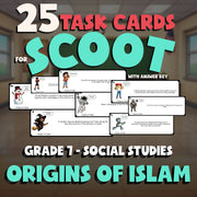 Origins of Islam SCOOT TASK CARDS Socials Game - No Prep Grade 7 Review Activity