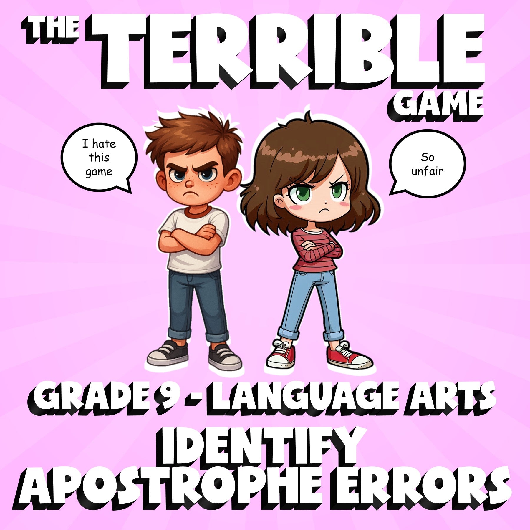 Identify Apostrophe Errors THE TERRIBLE GAME - No Prep Grade 9 ELA Review