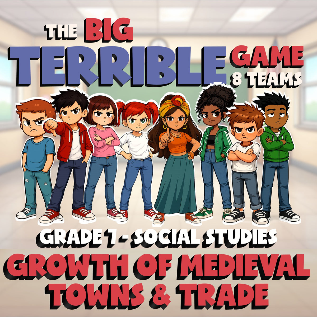 Growth of Medieval Towns & Trade BIG TERRIBLE GAME - Grade 7 Socials Review