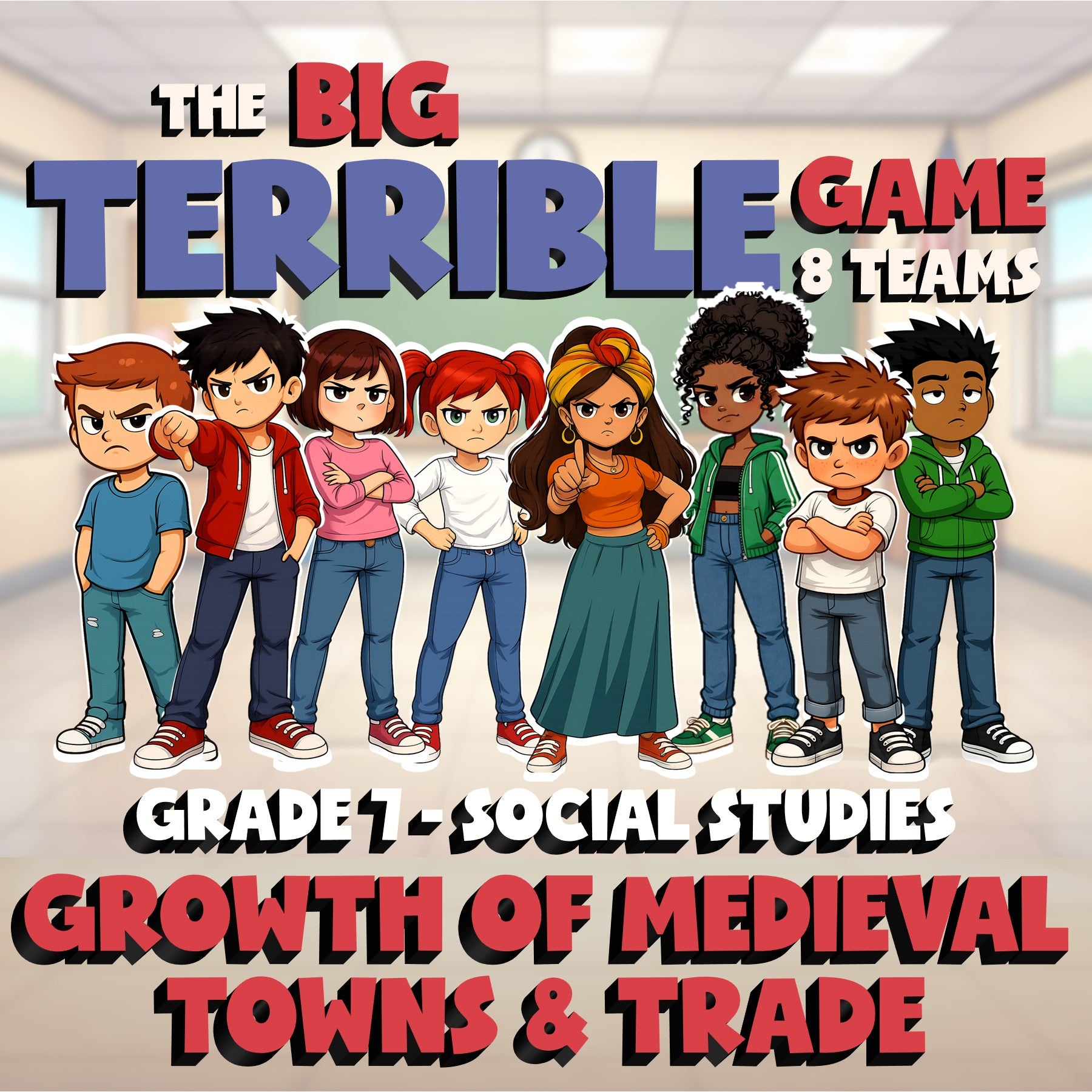 Growth of Medieval Towns & Trade BIG TERRIBLE GAME - Grade 7 Socials Review