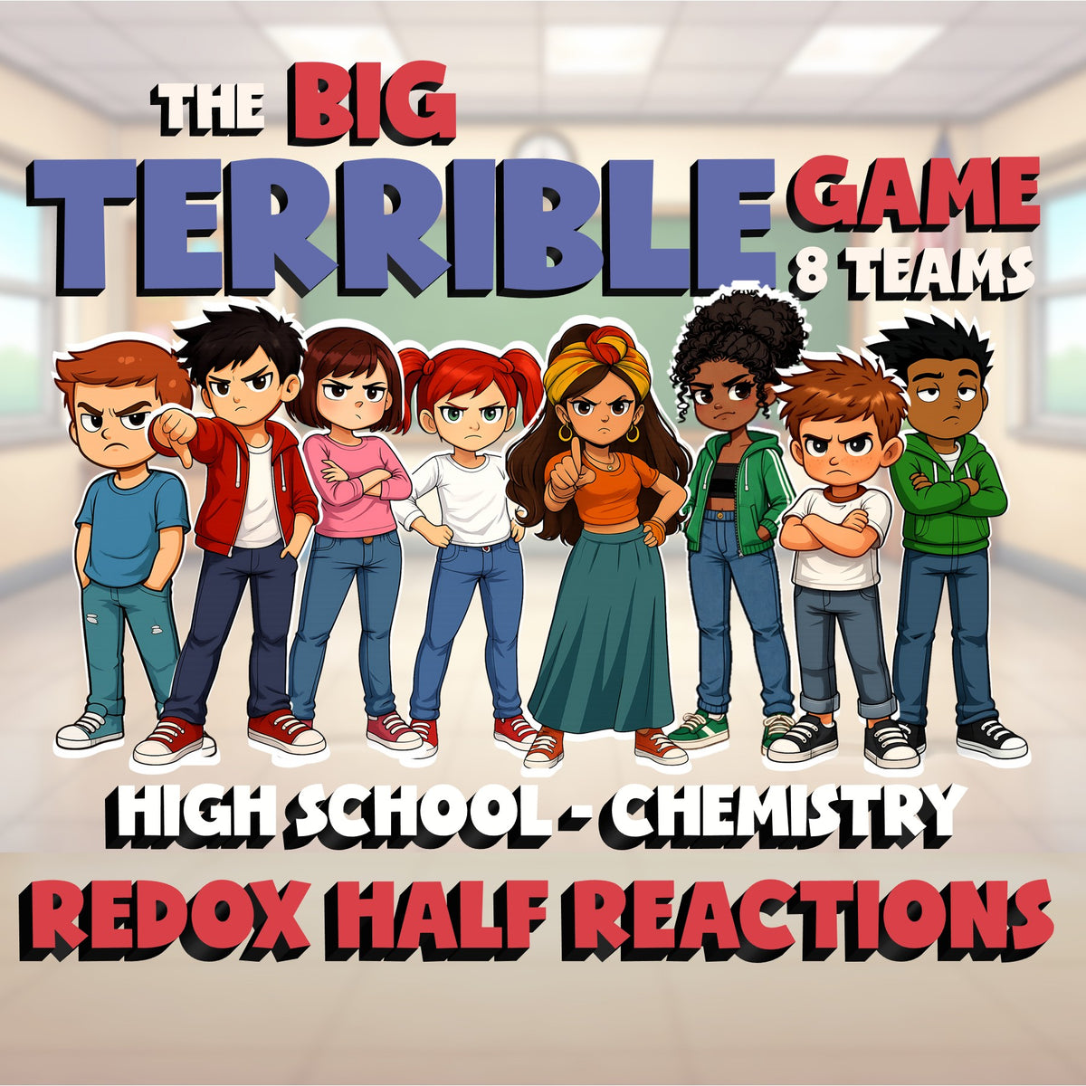 Redox Half Reactions BIG TERRIBLE GAME - No Prep Chemistry Science Review