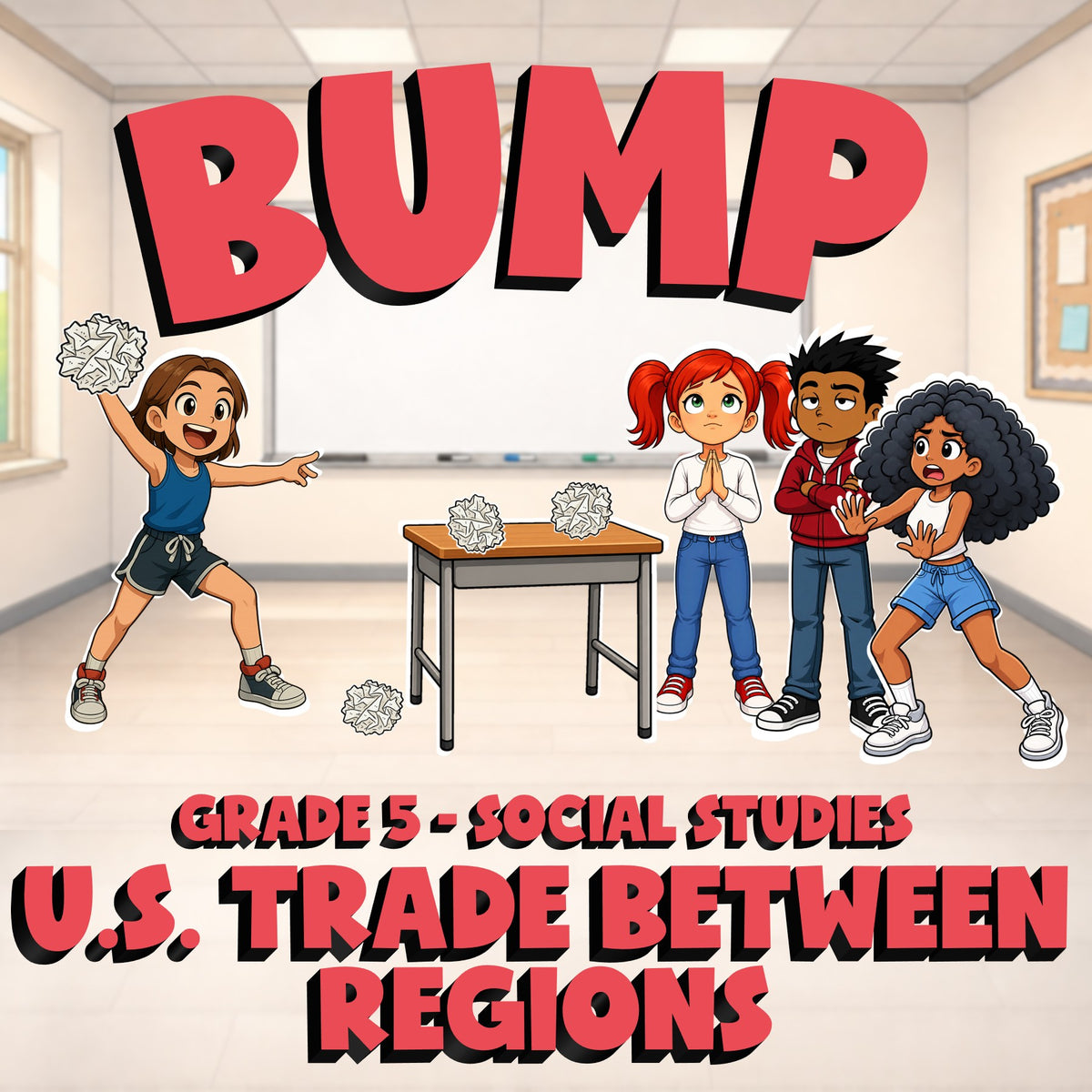 U.S. Trade Between Regions BUMP Socials Game - No Prep Grade 5 Review Activity
