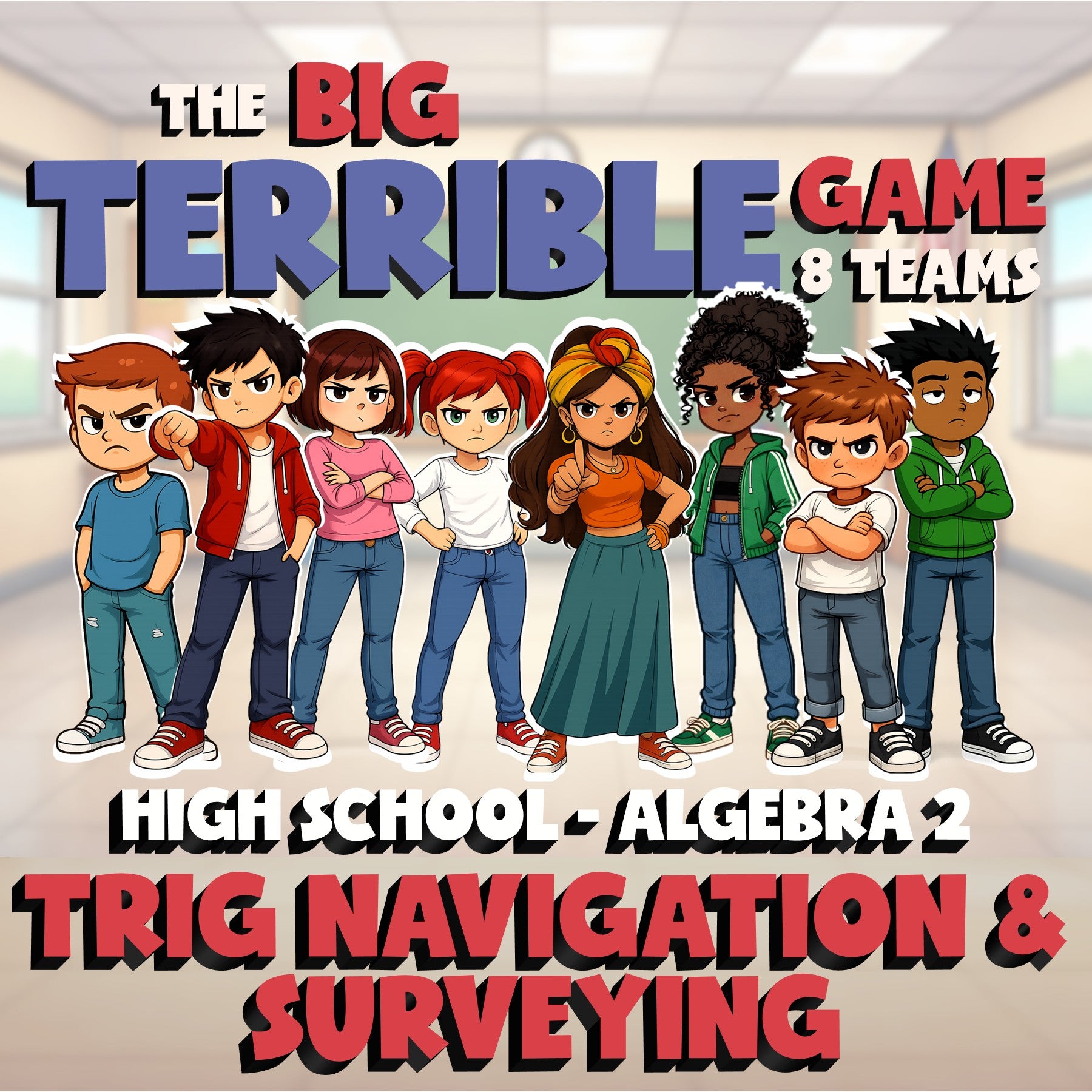 Trig Navigation & Surveying BIG TERRIBLE GAME - No Prep Algebra 2 Math Review