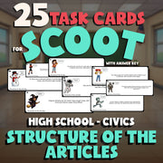 Structure of the Articles SCOOT TASK CARDS Civics Game - No Prep Review Activity