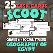 Geography of Egypt SCOOT TASK CARDS Socials Game - No Prep Grade 6 Review