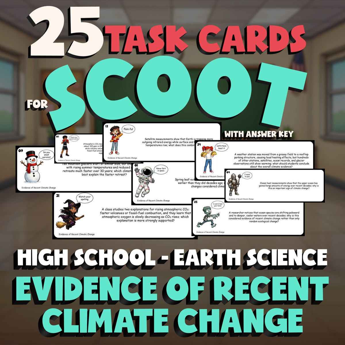 Evidence of Recent Climate Change SCOOT TASK CARDS Game - No Prep Earth Science