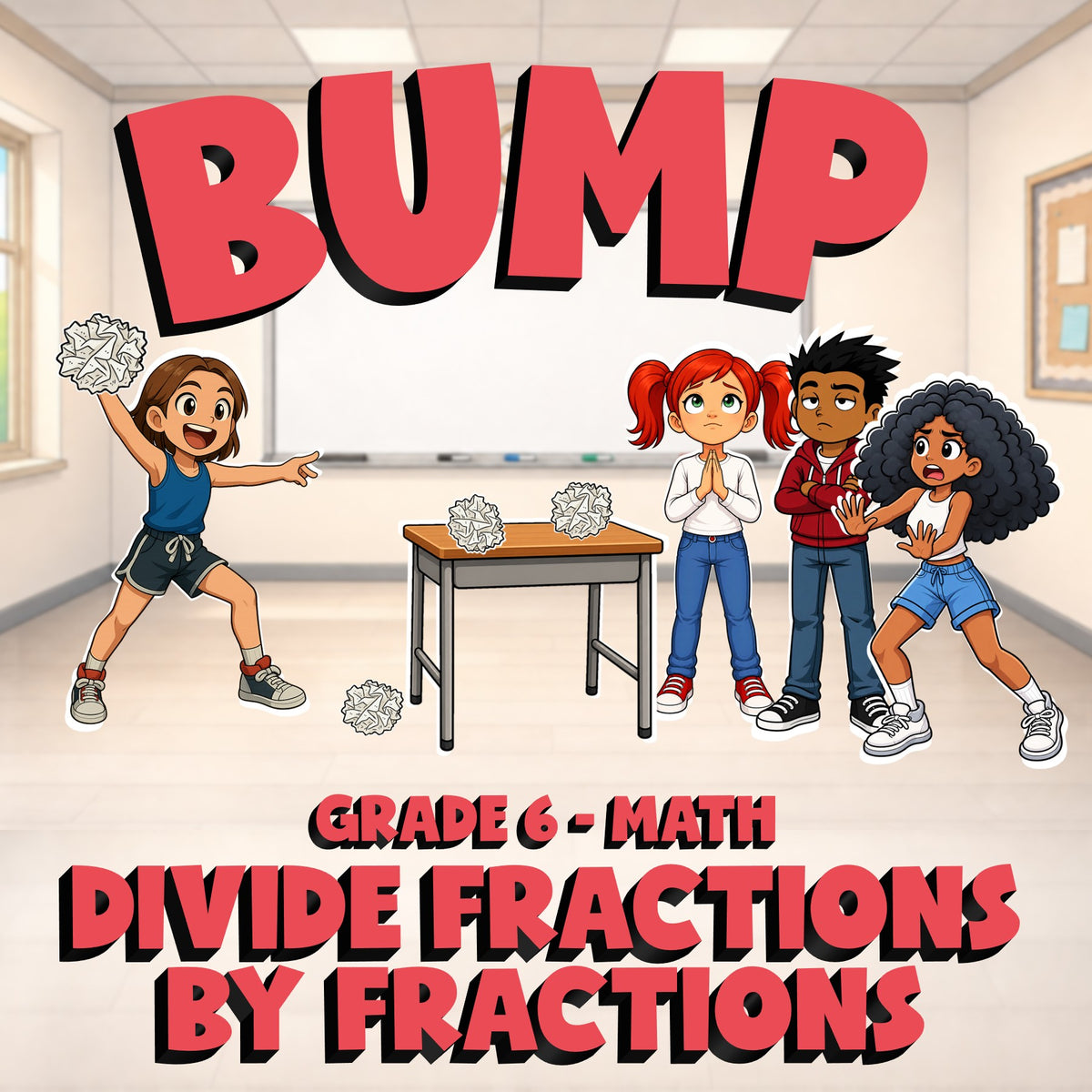 Divide Fractions by Fractions BUMP Math Game - No Prep Grade 6 Review Activity