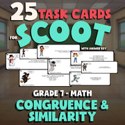 Congruence & Similarity SCOOT TASK CARDS Math Game - No Prep Grade 7 Review