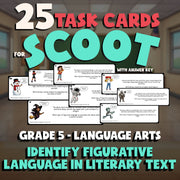 Identify Figurative Language in Literary Text SCOOT TASK CARDS ELA Game Grade 5