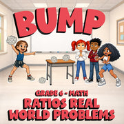 Ratios Real World Problems BUMP Math Game - No Prep Grade 6 Review Activity